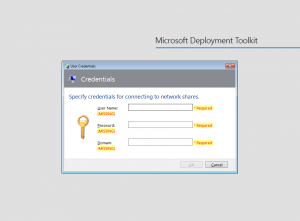 MDT User Credentials Wizard